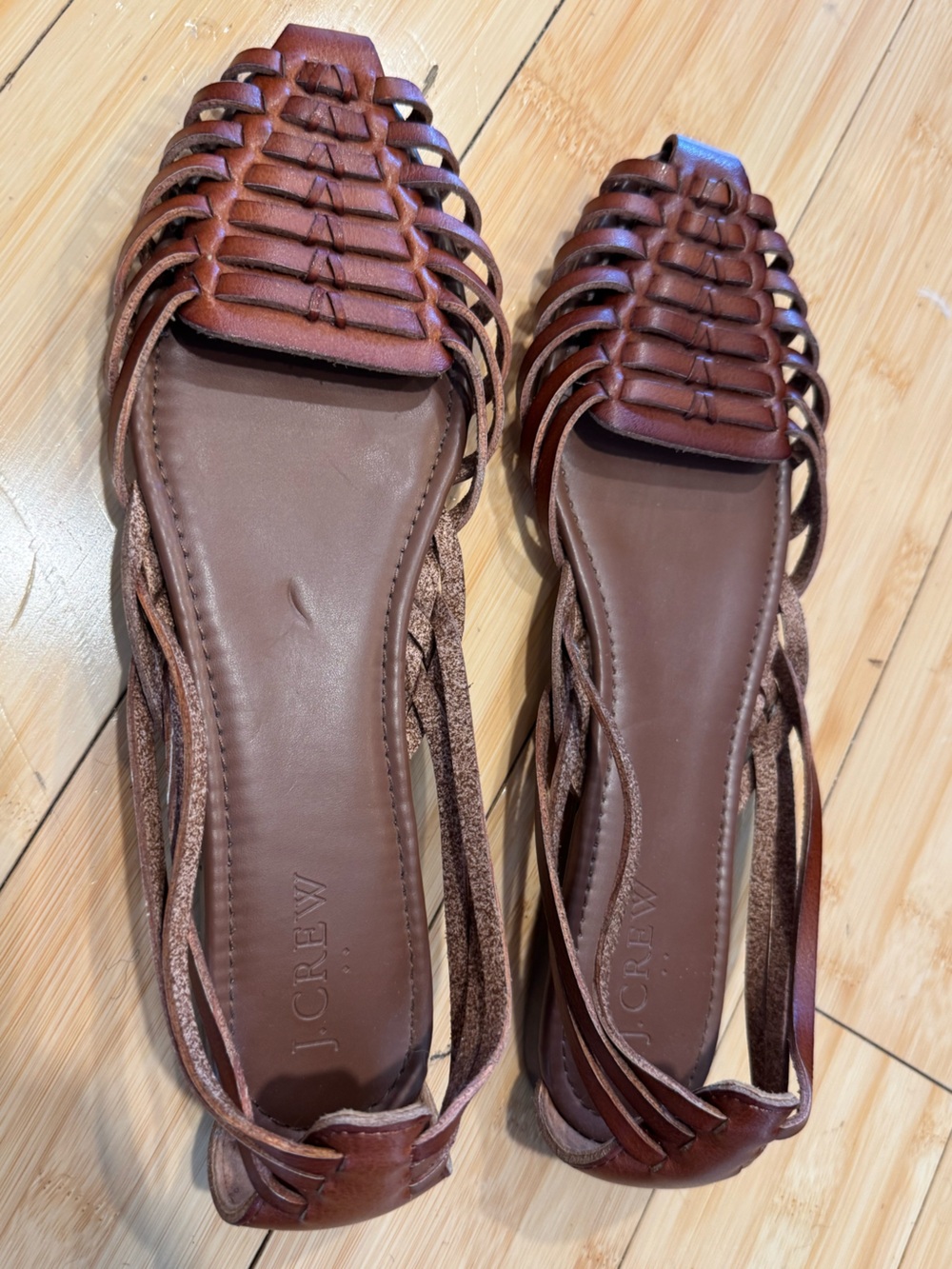 J. Crew Brown Braided Strappy Summer Leather Sandals
